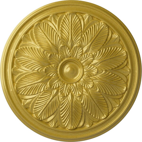 Ekena Millwork Bordeaux Ceiling Medallion (Fits Canopies up to 3 1/4"), Hand-Painted Rich Gold, 22 5/8"OD x 1 3/4"P CM22BORGS - main